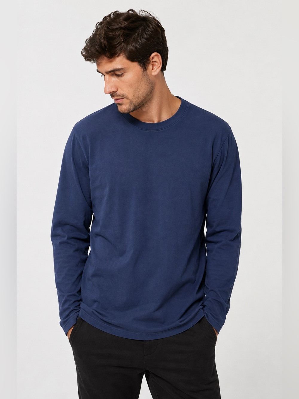 Uniform Advantage - Long-Sleeve Crewneck Shirt - Navy -M